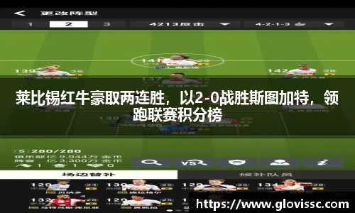 莱比锡红牛豪取两连胜，以2-0战胜斯图加特，领跑联赛积分榜